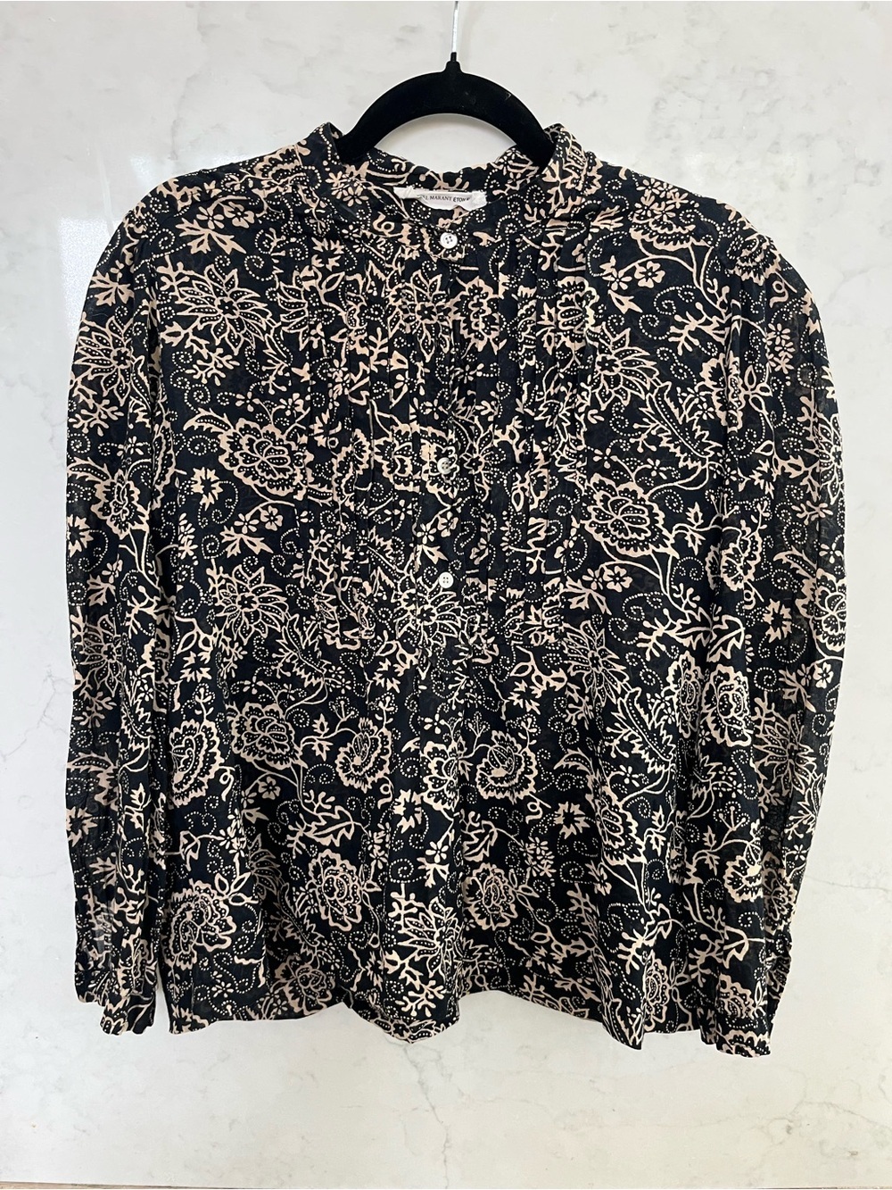 Isabel Marant Étoile Black and Cream Floral Button-Up Top